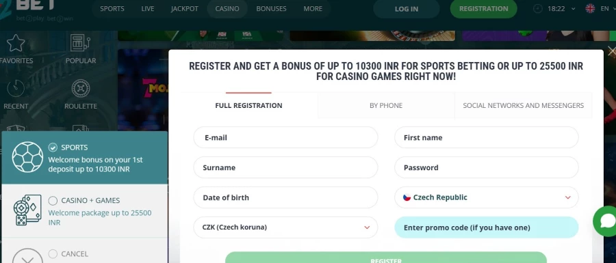 22bet bonusy a promo