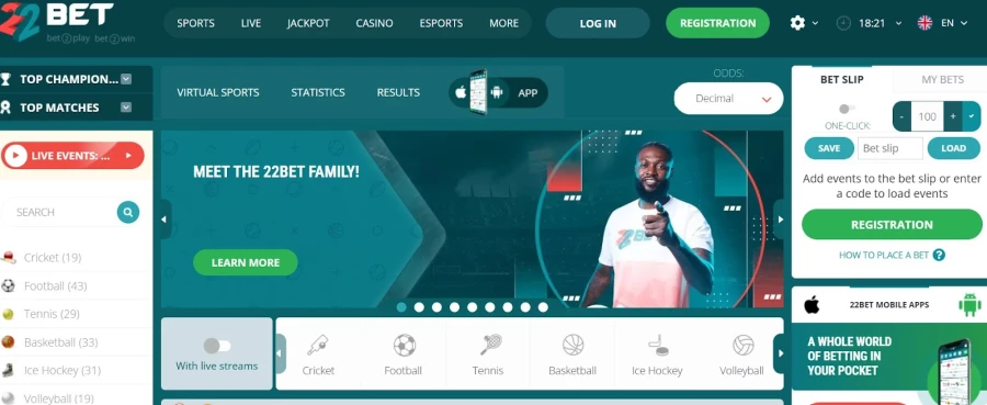 22bet casino online